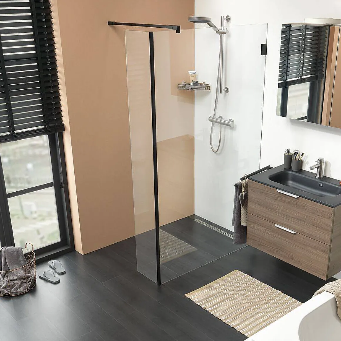 Sealskin I Am Douchewand Walk In Type A1 (Alleen Vast Deel) 300Mm Mat Zwart | 8Mm Helder Veiligheidsglas +Antikalk
