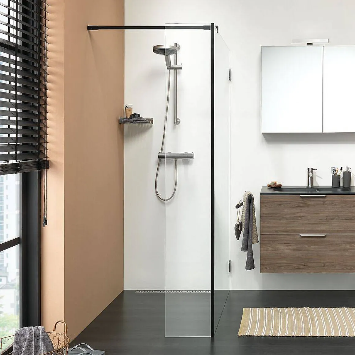 Sealskin I Am Douchewand Walk In Type A1 (Alleen Vast Deel) 300Mm Mat Zwart | 8Mm Helder Veiligheidsglas +Antikalk