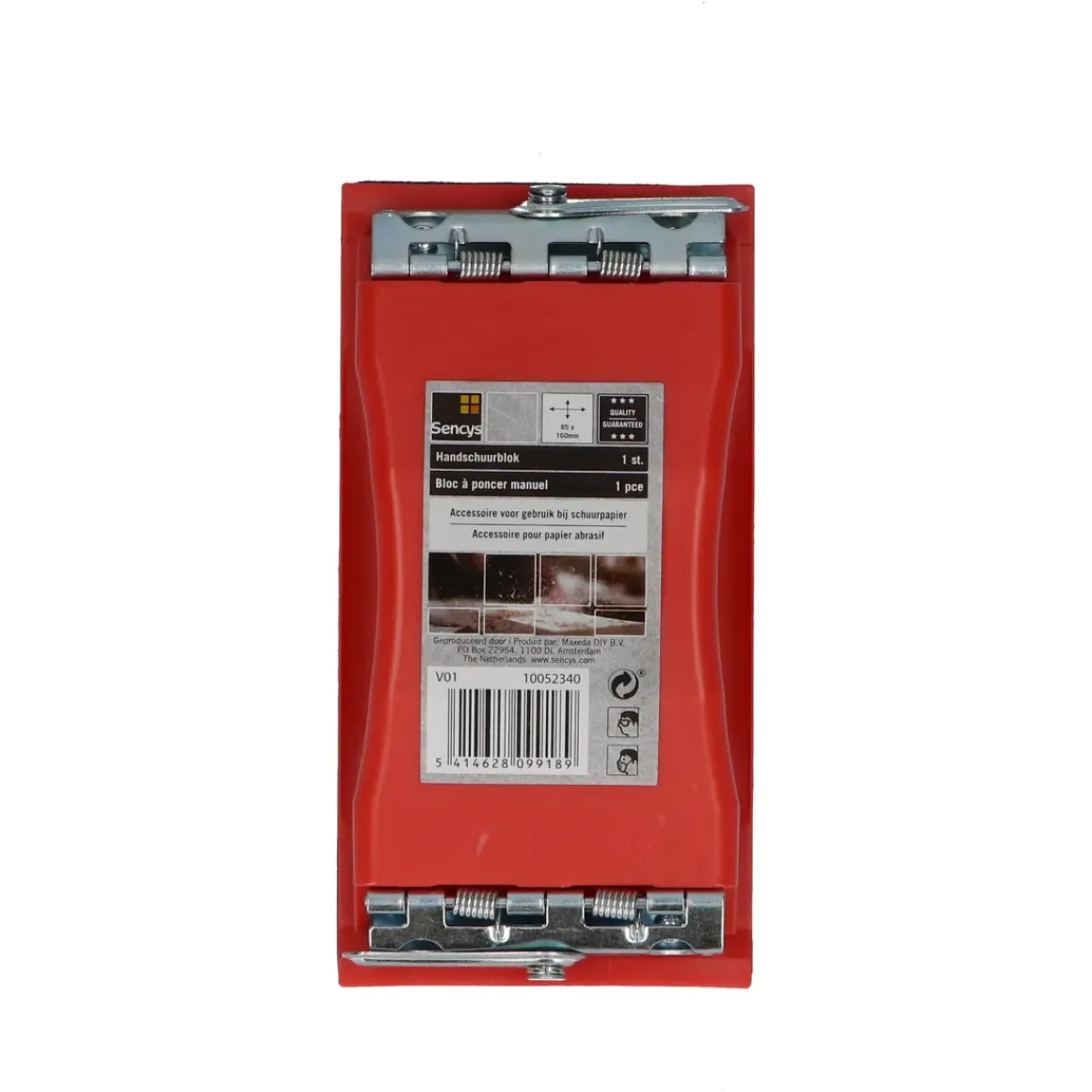 Sencys Handschuurblok Met Klem Rood 160X85X40Mm