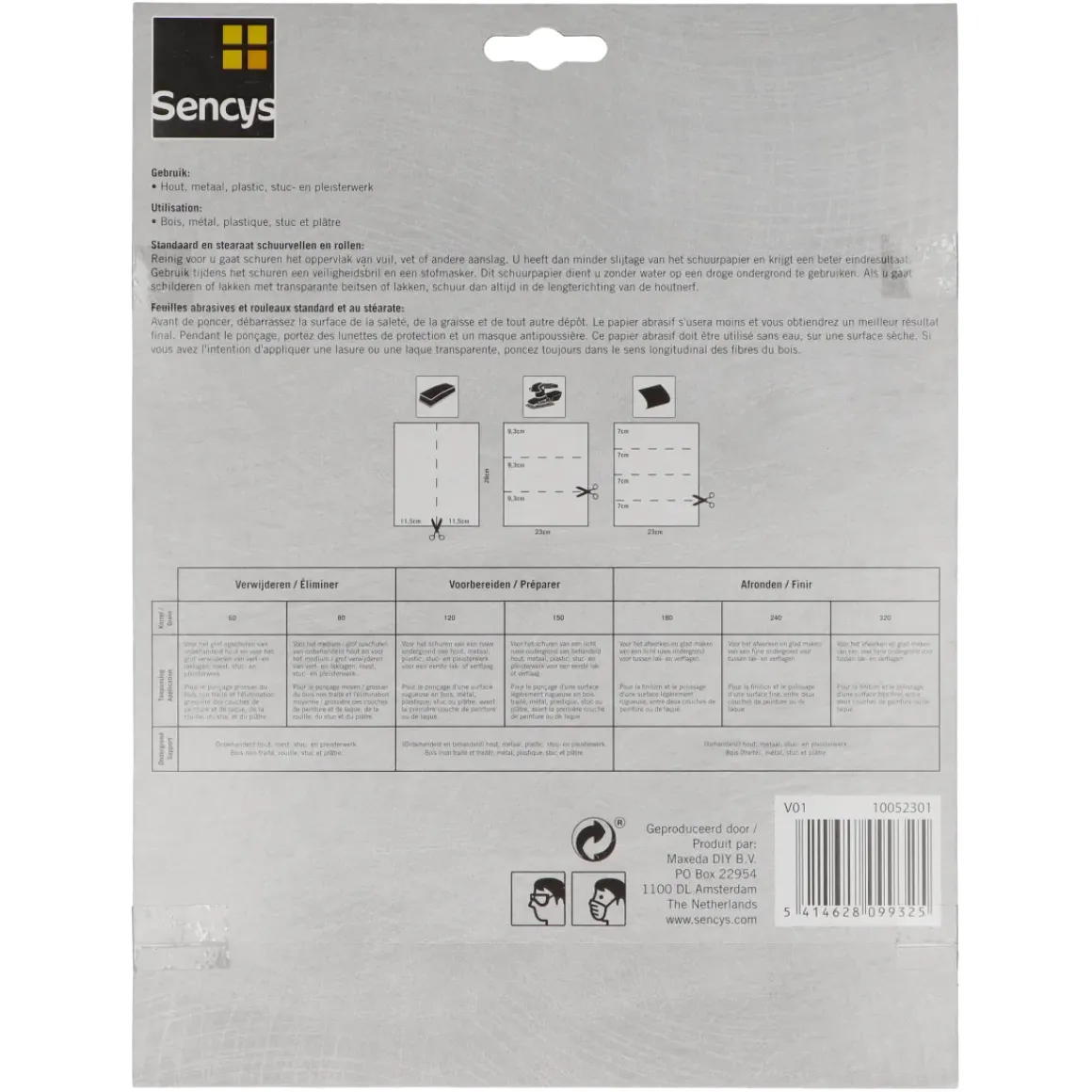 Sencys Schuurvel Stearaat Wit 230X280Mm P240 3St