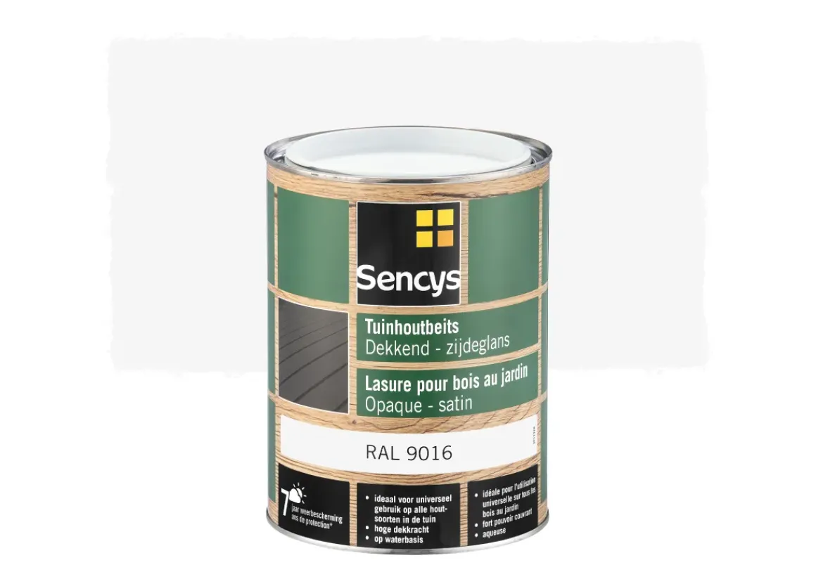 Sencys Tuinhoutbeits Dekkend Zijdeglans Ral9016 2,5L