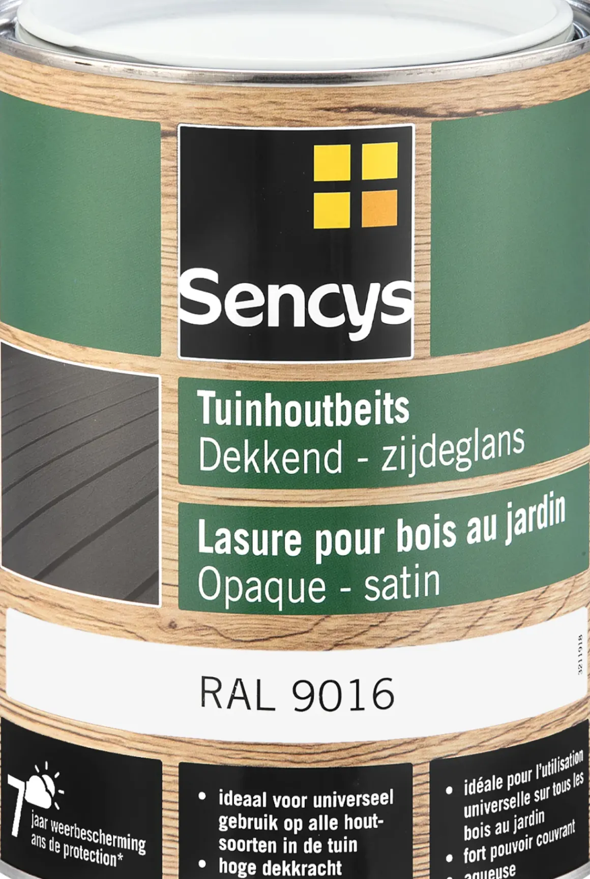 Sencys Tuinhoutbeits Dekkend Zijdeglans Ral9016 2,5L