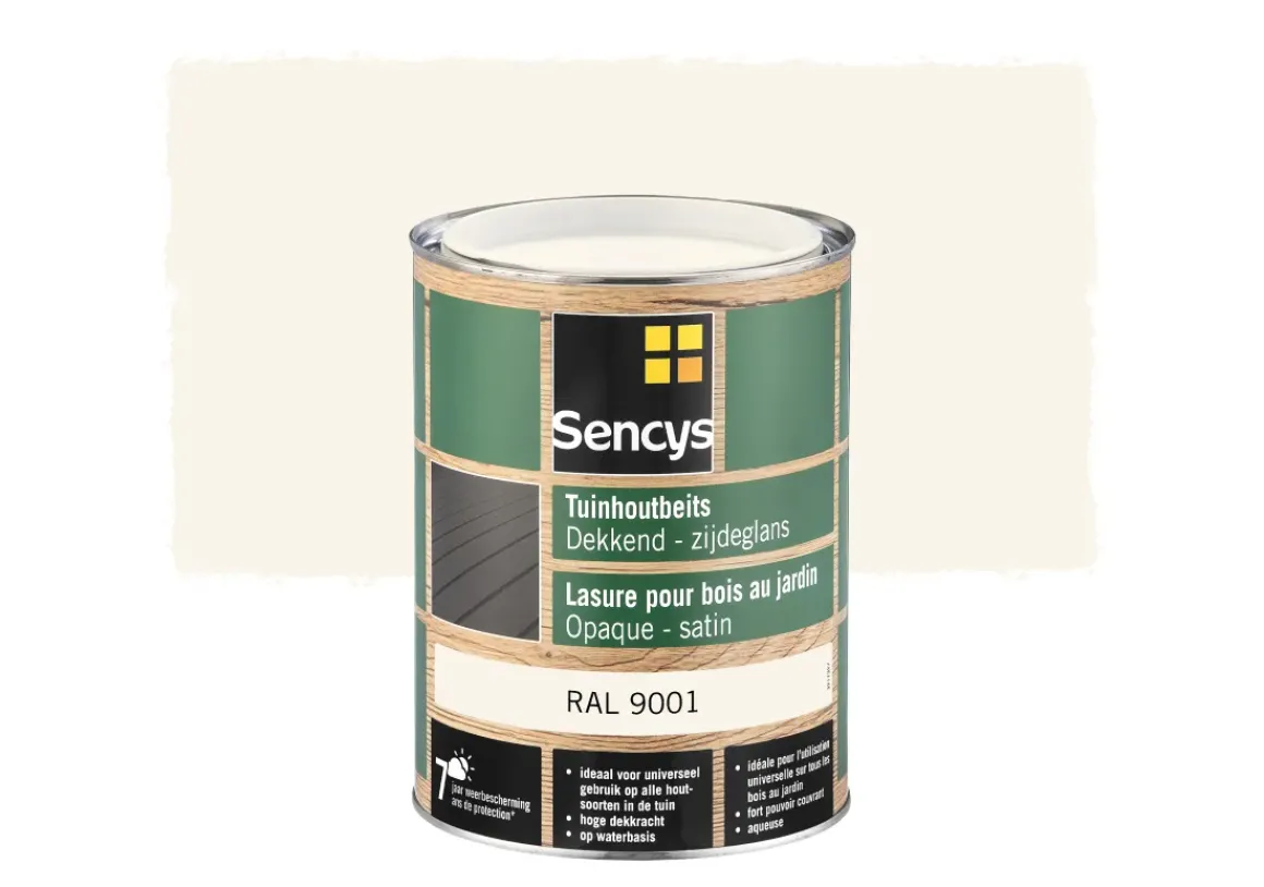 Sencys Tuinhoutbeits Dekkend Zijdeglans Ral9001 2,5L