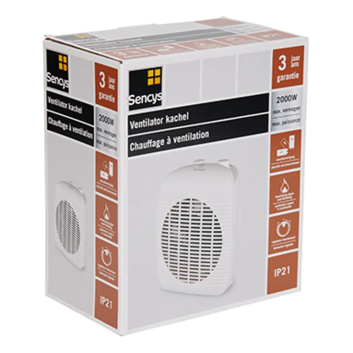 Sencys Ventilatorkachel 2000W Wit