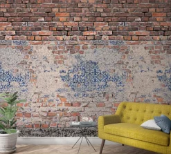 Smart Art Fotobehang Bakstenen Muur Met Tegels