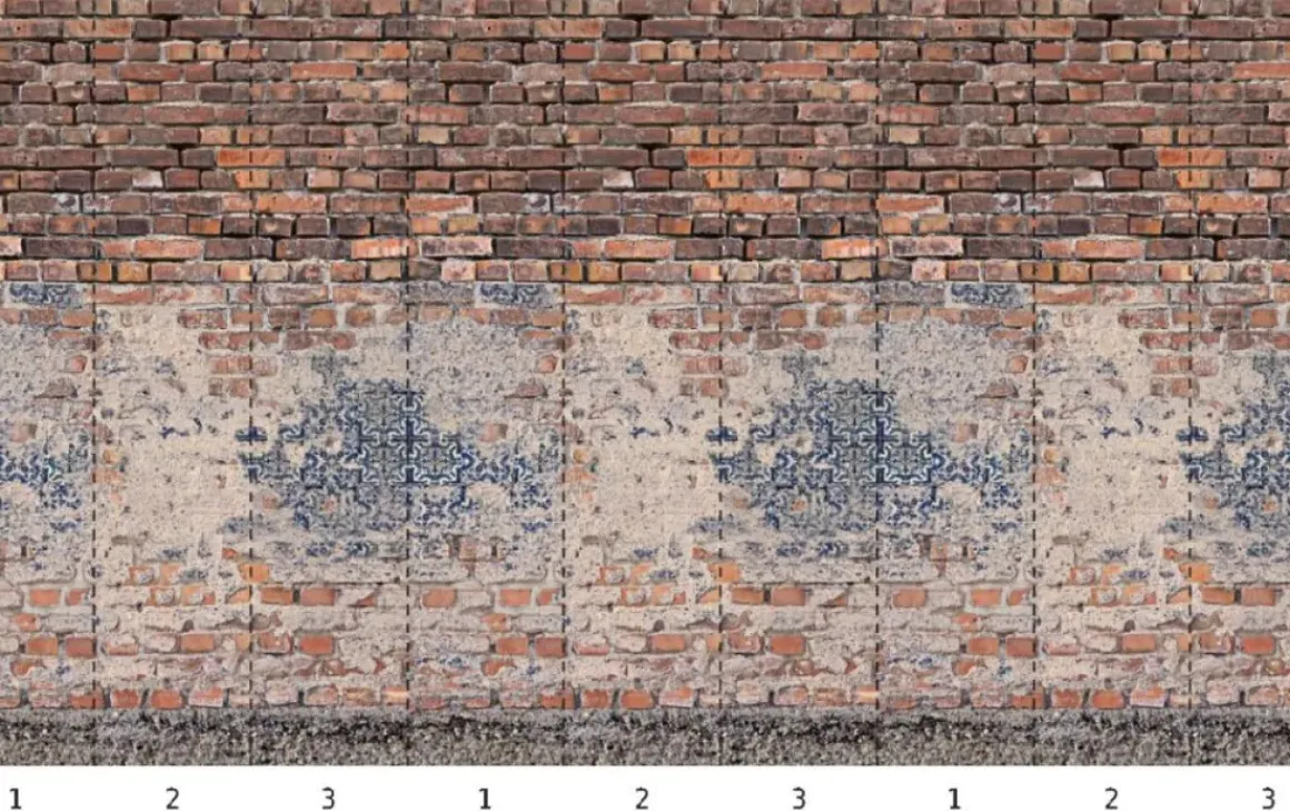 Smart Art Fotobehang Bakstenen Muur Met Tegels