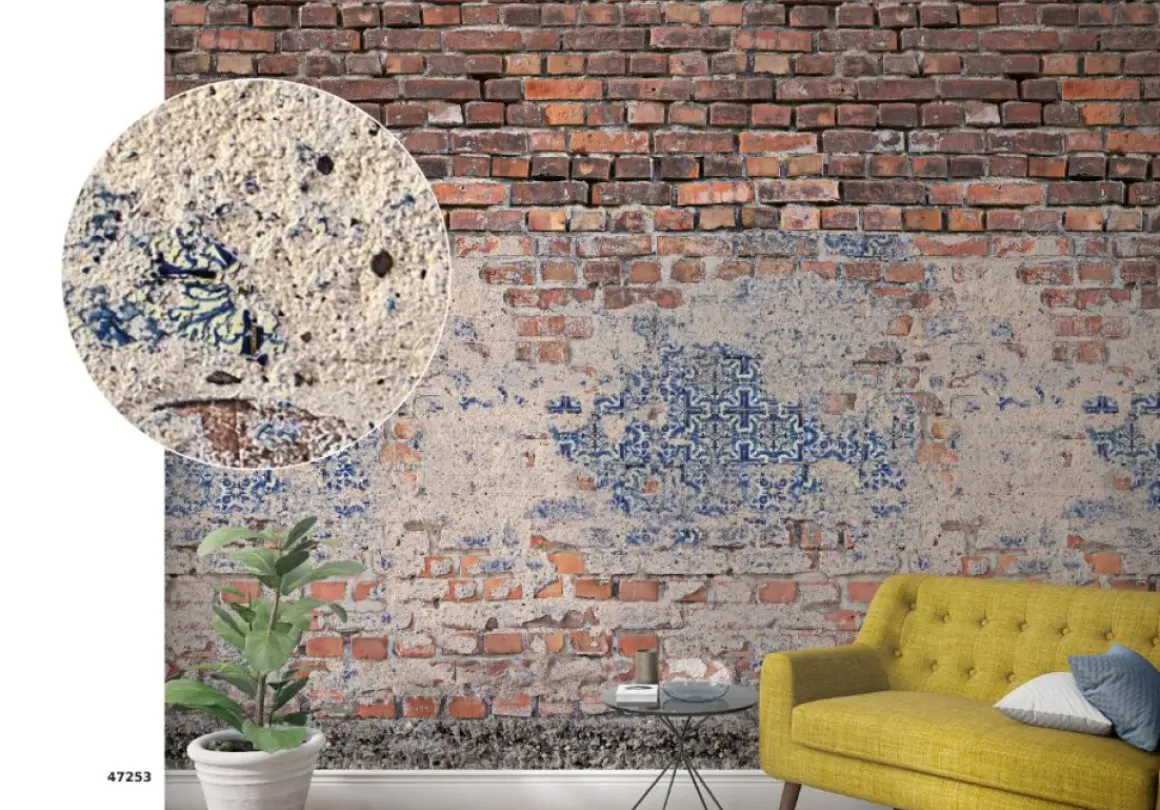 Smart Art Fotobehang Bakstenen Muur Met Tegels