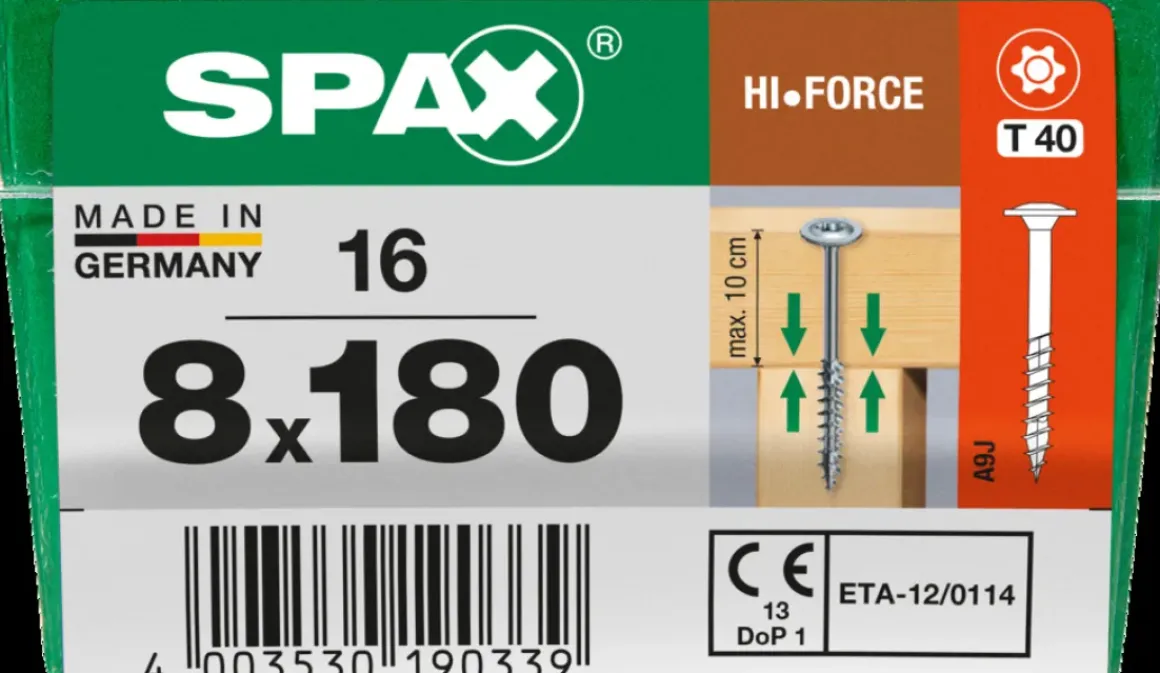 Spax Schroef 'Hi.Force' Wirox 8X180Mm 16 Stuks