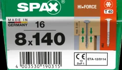 Spax Schroef Hi.Force Wirox 8X140Mm 16 Stuks