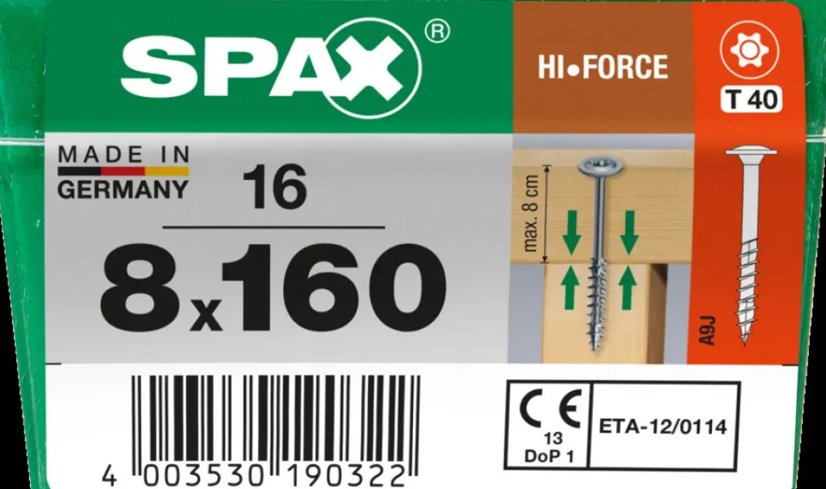 Spax Schroef 'Hi.Force' Wirox 8X160Mm 16 Stuks