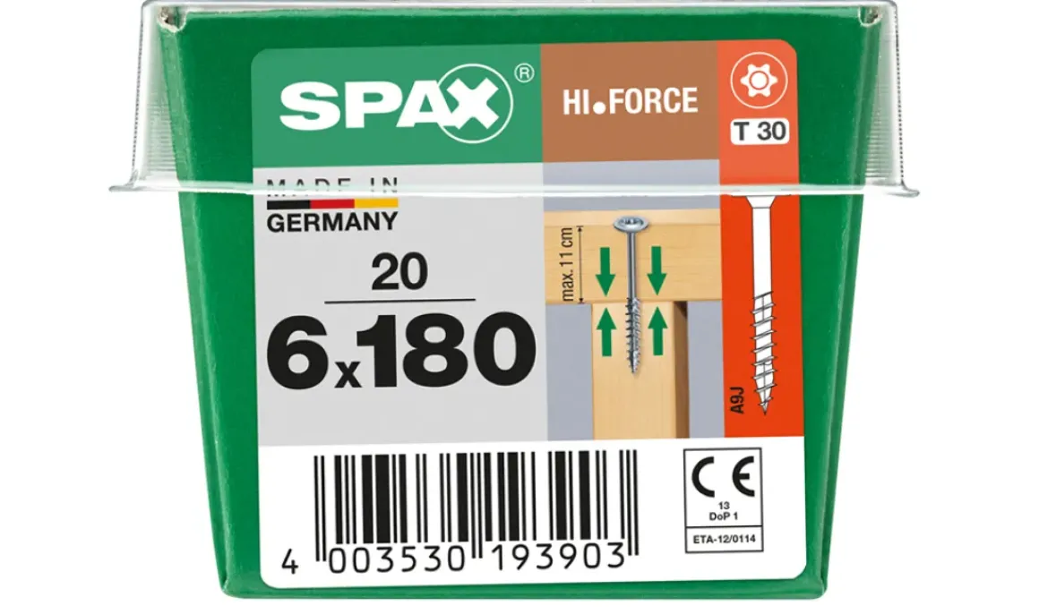 Spax Schroef 'Hi.Force' Wirox 6X180Mm 20 Stuks