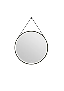 Spiegel Barber Rond Met Verlichting Touch Sensor En Spiegelverwarming Zwart O75Cm