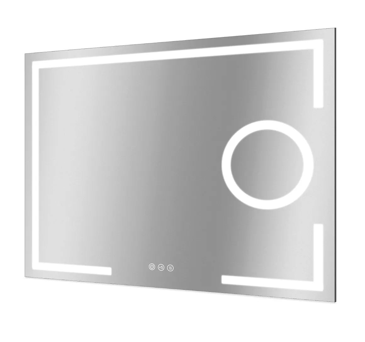 Spiegel Brett Rechthoek Met Ledverlichting Touch Sensor En Spiegelverwarming 70X90Cm