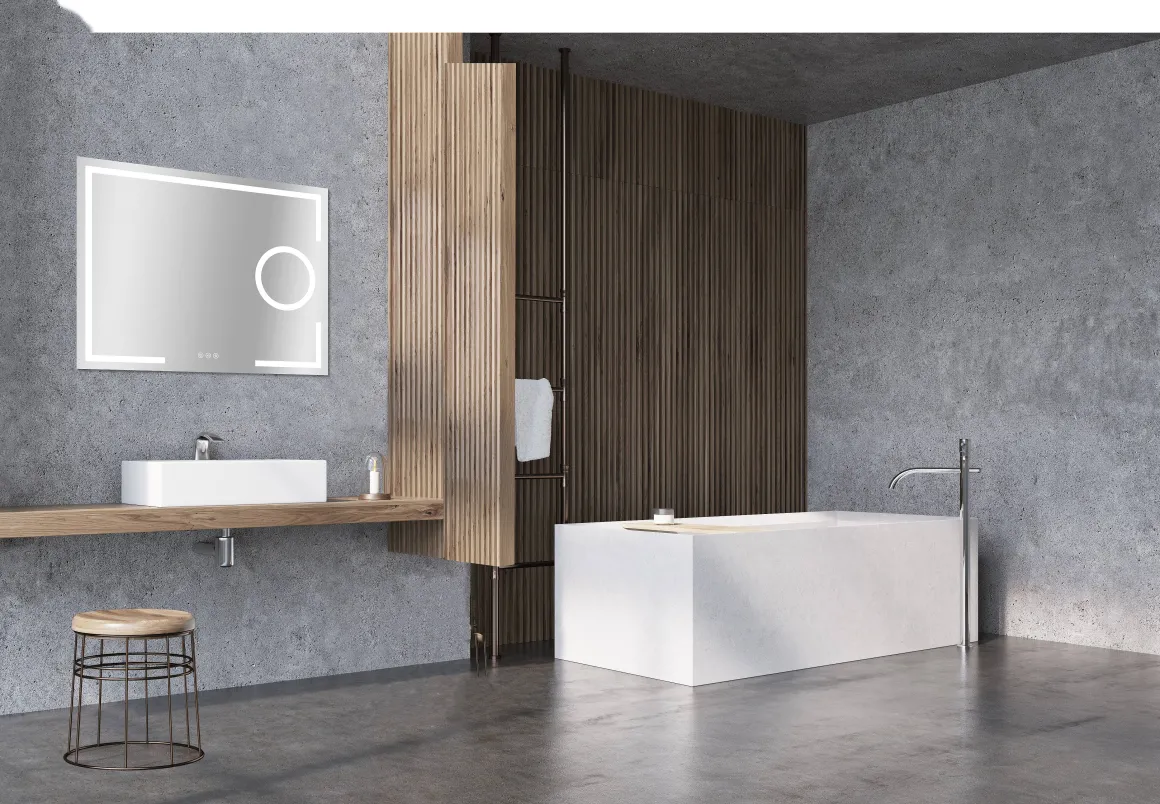Spiegel Brett Rechthoek Met Ledverlichting Touch Sensor En Spiegelverwarming 70X90Cm