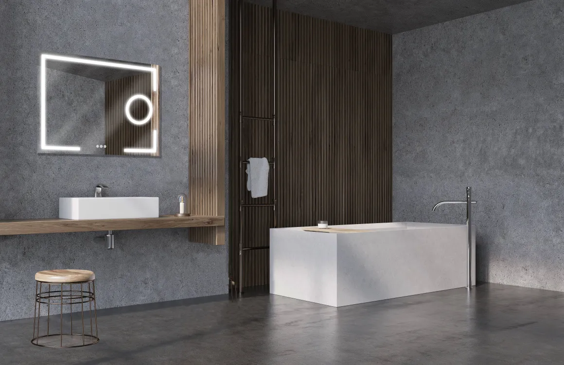 Spiegel Brett Rechthoek Met Ledverlichting Touch Sensor En Spiegelverwarming 70X90Cm