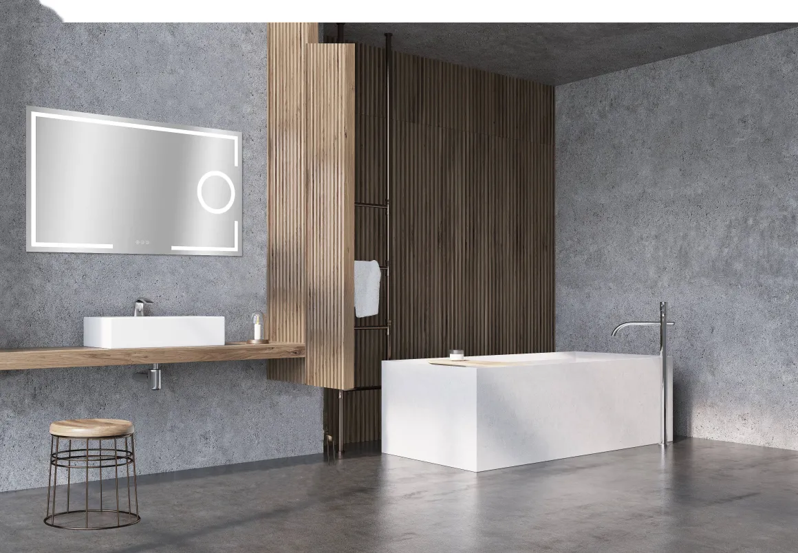 Spiegel Brett Rechthoek Met Ledverlichting Touch Sensor En Spiegelverwarming 70X120Cm