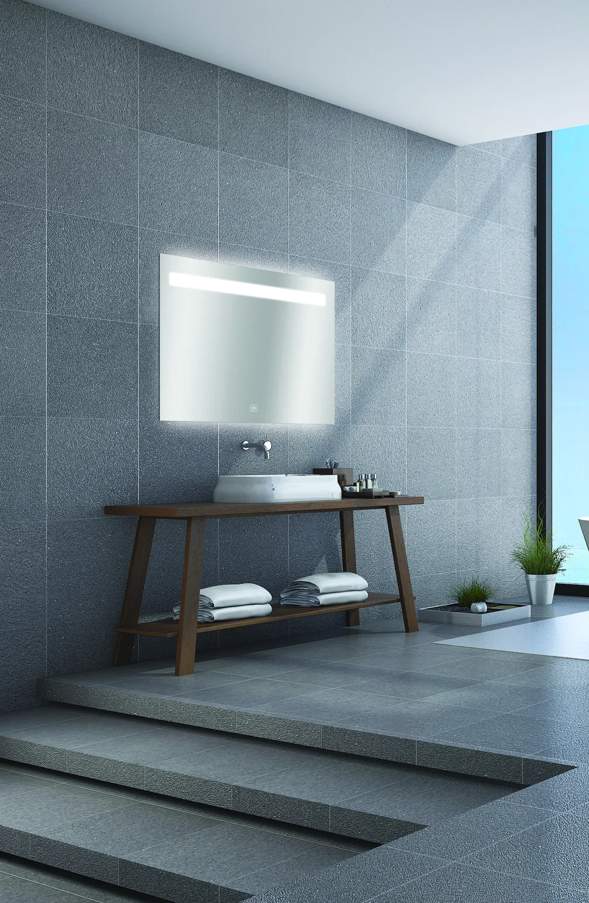 Spiegel Portland Rechthoek Met Ledverlichting En Touch Sensor 70X100Cm