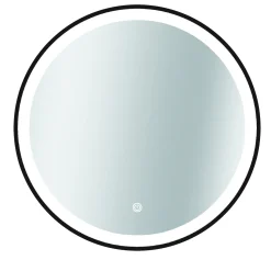 Spiegel Swann Rond Met Ledverlichting Touch Schakelaar En Spiegelverwarming Zwart O90Cm