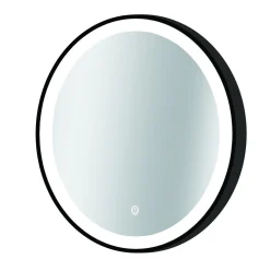 Spiegel Swann Rond Met Ledverlichting Touch Schakelaar En Spiegelverwarming Zwart O90Cm