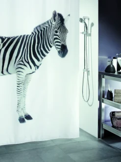 Spirella Douchegordijn Zebra Zwart 180Cm