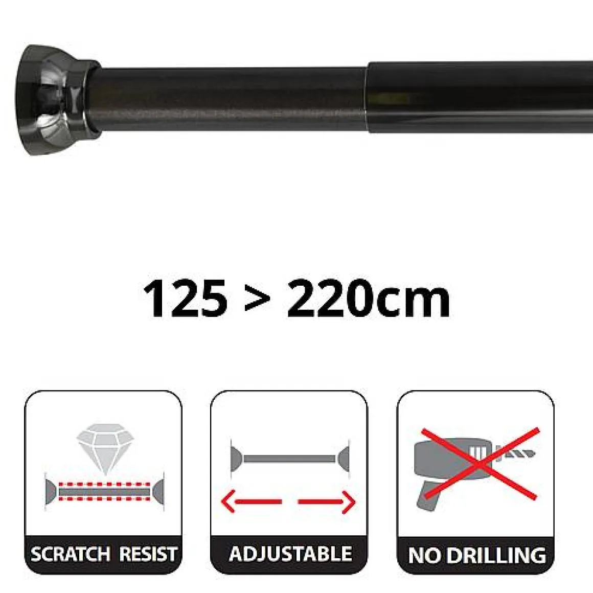 Spirella Douchestang Kreta 125-220Cm Zwart