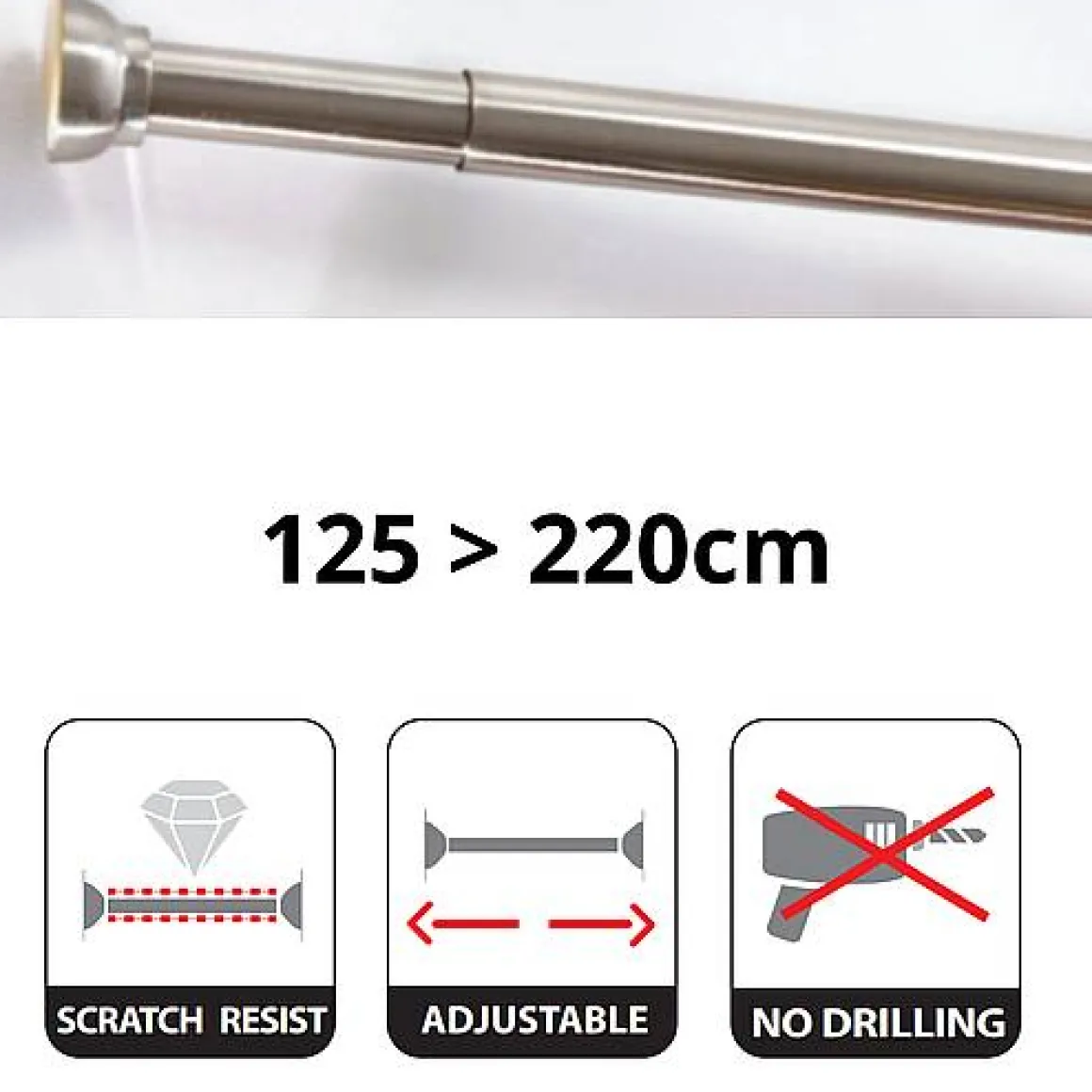 Spirella Douchestang Kreta 125-220Cm Zilver Geborsteld