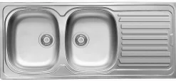 Spoelbak Auror 2 Bakken 116X50Cm Met Afdruiprek Rvs