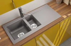 Spoelbak Einna 1,5 Bak 100X50X20Cm Composiet Betongrijs