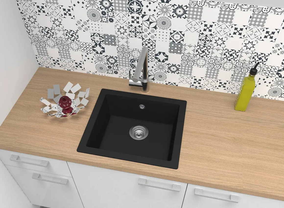 Spoelbak Evo 1 Xl Bak 50X44X19Cm Composiet Zwart