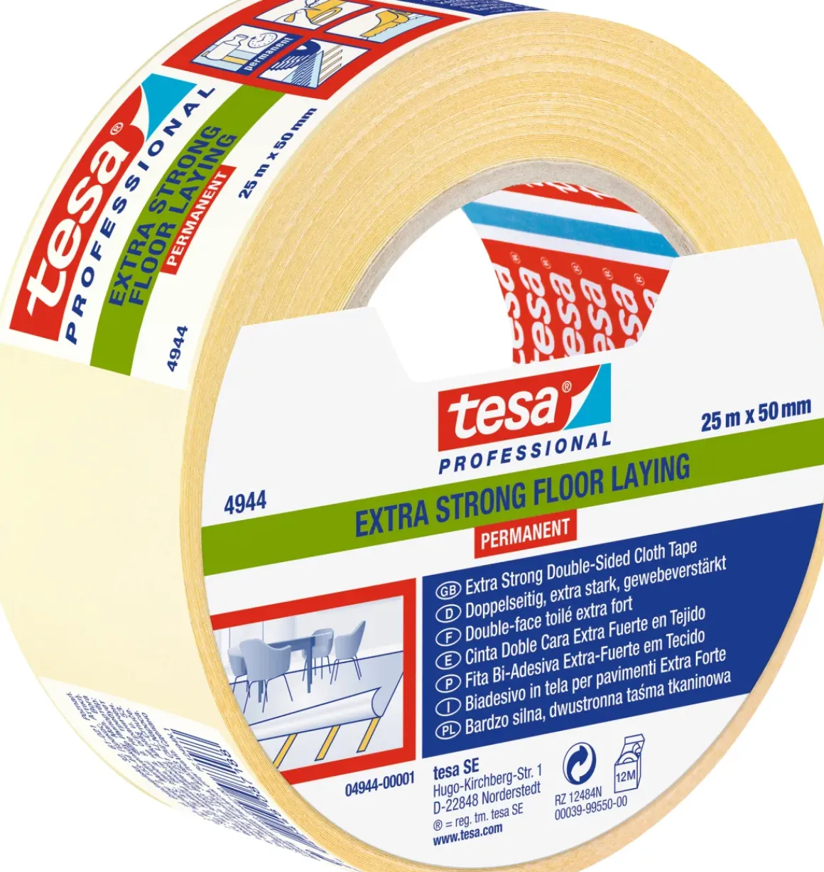 Tesa Dubbelzijdig Kleefband Extra Sterk Geel 25Mx50Mm