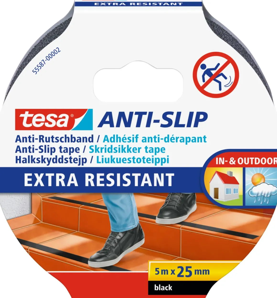 Tesa Kleefband "Slipvast" Zwart 5Mx25Mm