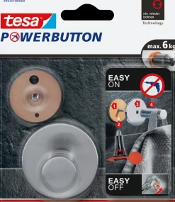 Tesa Powerbutton Haak Rond Glanzend Mat Chroom 6Kg