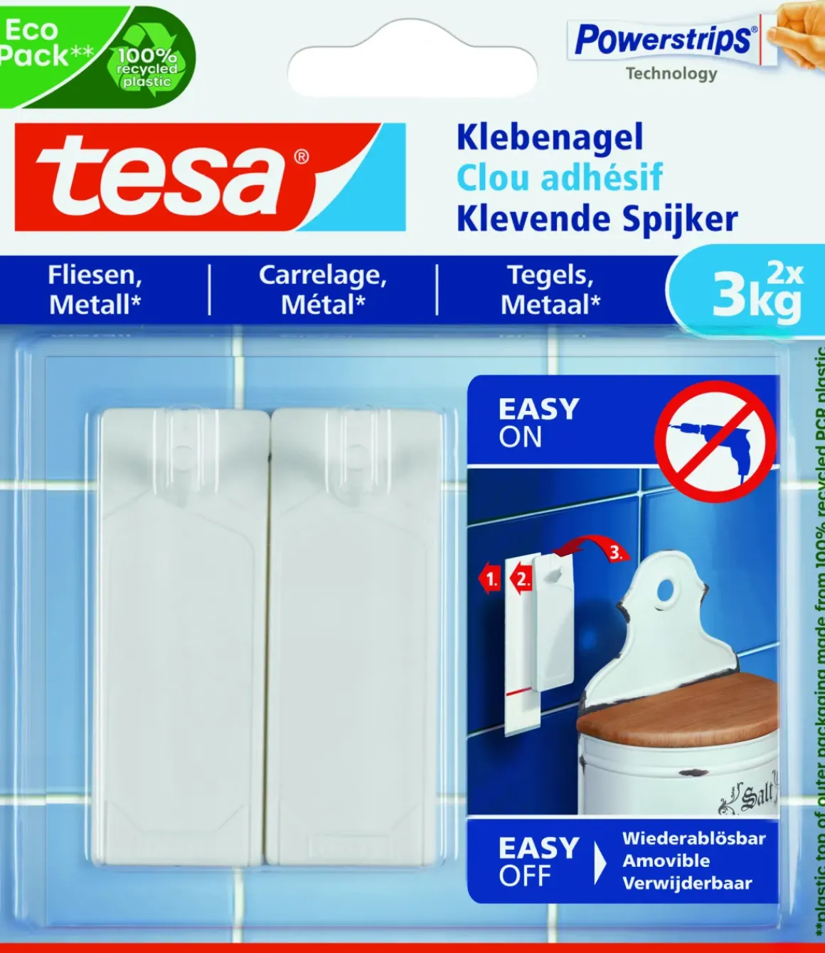Tesa Powerstrips 77760 Tegel & Metaal Lijm Tab 2 Kg 9 St.