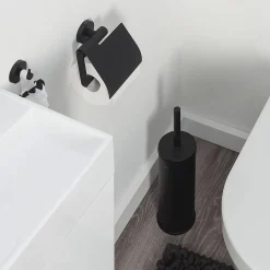 Tiger Accessoireset Boston - Toiletborstel Met Houder Vrijstaand - Toiletrolhouder - Haak – Zwart