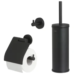 Tiger Accessoireset Boston - Toiletborstel Met Houder Vrijstaand - Toiletrolhouder - Haak – Zwart