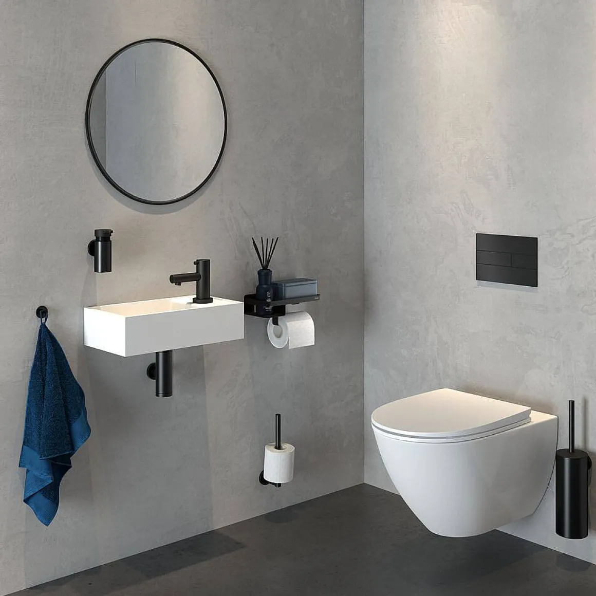 Tiger Caddy Toiletrolhouder Met Planchet Zwart