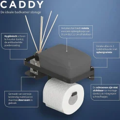 Tiger Caddy Toiletrolhouder Met Planchet Zwart