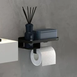 Tiger Caddy Toiletrolhouder Met Planchet Zwart