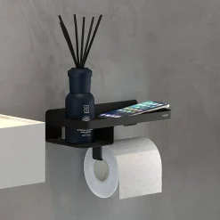 Tiger Caddy Toiletrolhouder Met Planchet Zwart