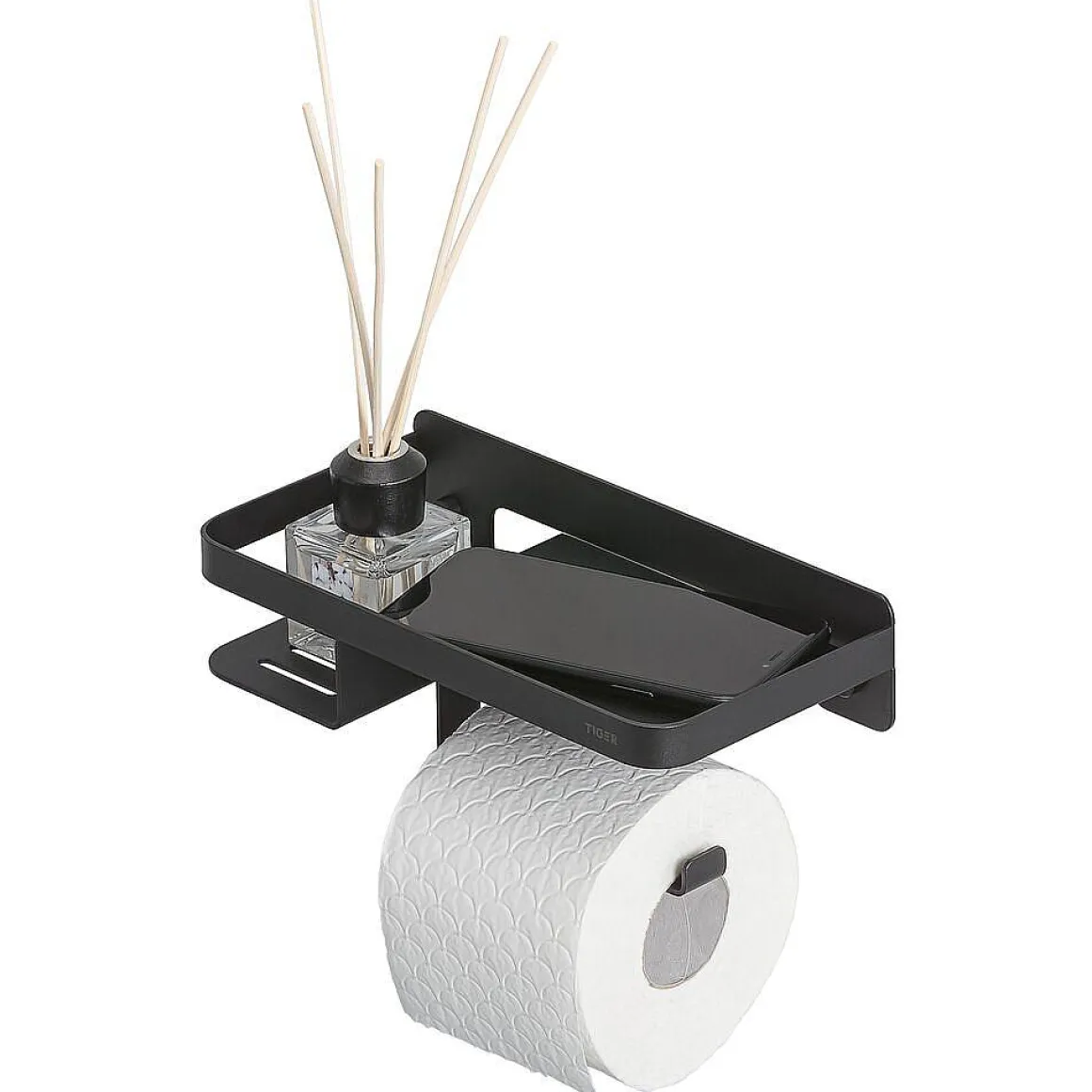 Tiger Caddy Toiletrolhouder Met Planchet Zwart