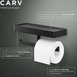 Tiger Carv Toiletrolhouder Met Planchet Zwart