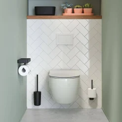 Tiger Carv Toiletrolhouder Met Planchet Zwart