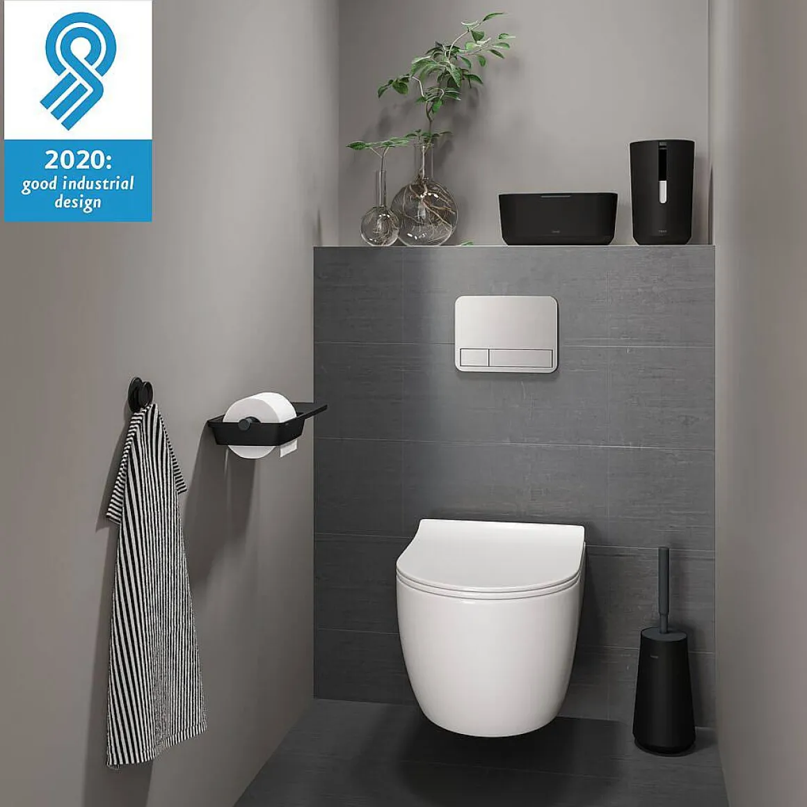 Tiger Tess Toiletrolhouder Met Planchet Zwart/Antraciet