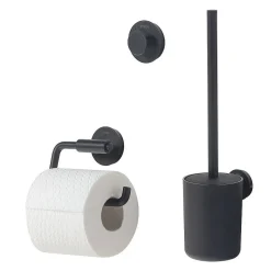 Tiger Toiletaccessoireset Urban Toiletborstel Met Houder + Toiletrolhouder Zonder Klep + Handdoekhaak Zwart