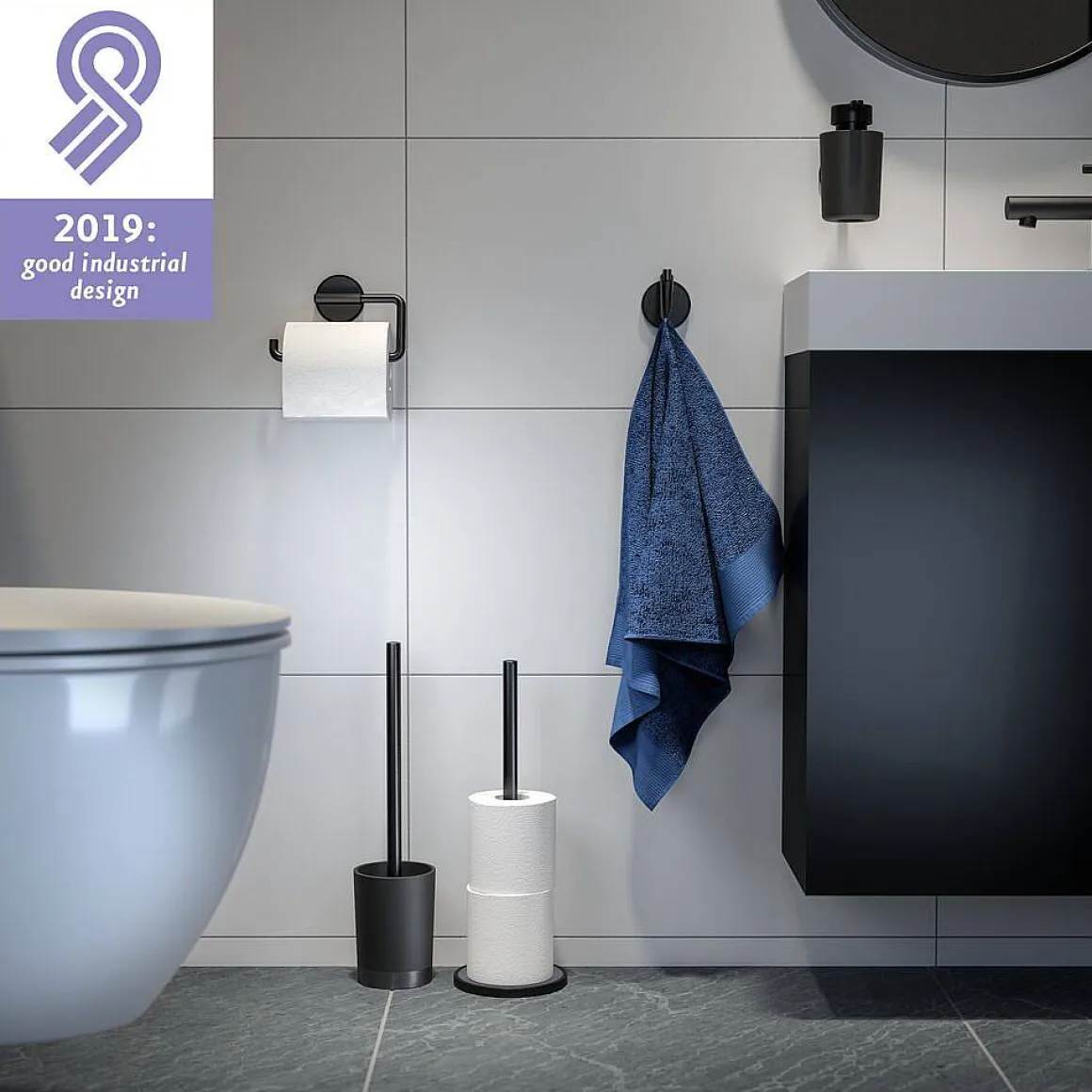 Tiger Toiletrolhouder Tune Metaal Geborsteld Zwart Hangend