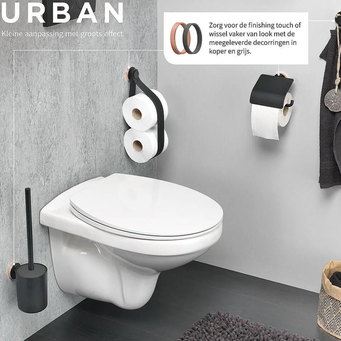 Tiger Toiletrolhouder Urban Zwart Mat