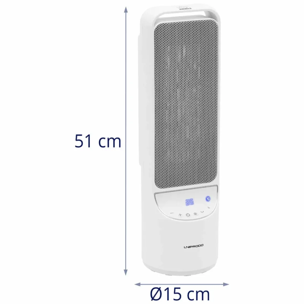 Uniprodo Elektrische Ventilatorkachel - 1200/2000 W - Draaibaar - Wit Uni_Heater_11