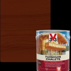 V33 Houtbeits Tuinhuis High Protection Donkere Eik Zijdeglans 2,5L