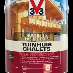 V33 Houtbeits Tuinhuis High Protection Donkere Eik Zijdeglans 2,5L