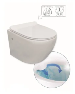 Van Marcke Go Hangtoilet Randloos + Softclose En Take-Off Toiletzitting Wit 500X360X370Mm